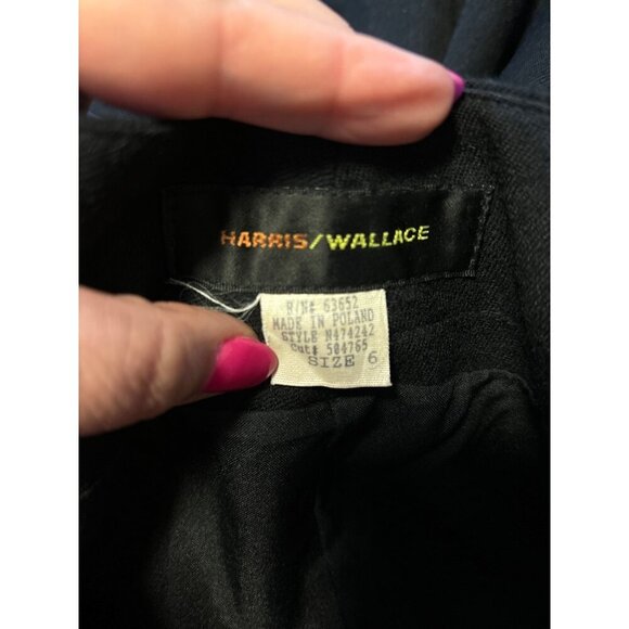 Harris Wallace Black Wool Double Breasted Blazer Pleated High Waist Pants Suit - Picture 8 of 11